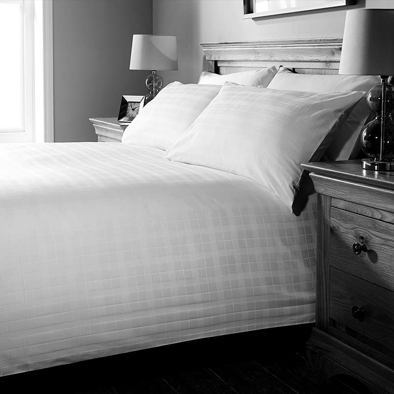 Jacquard Geometric Check 330t Hotel Set de așternuturi textile pentru hotel